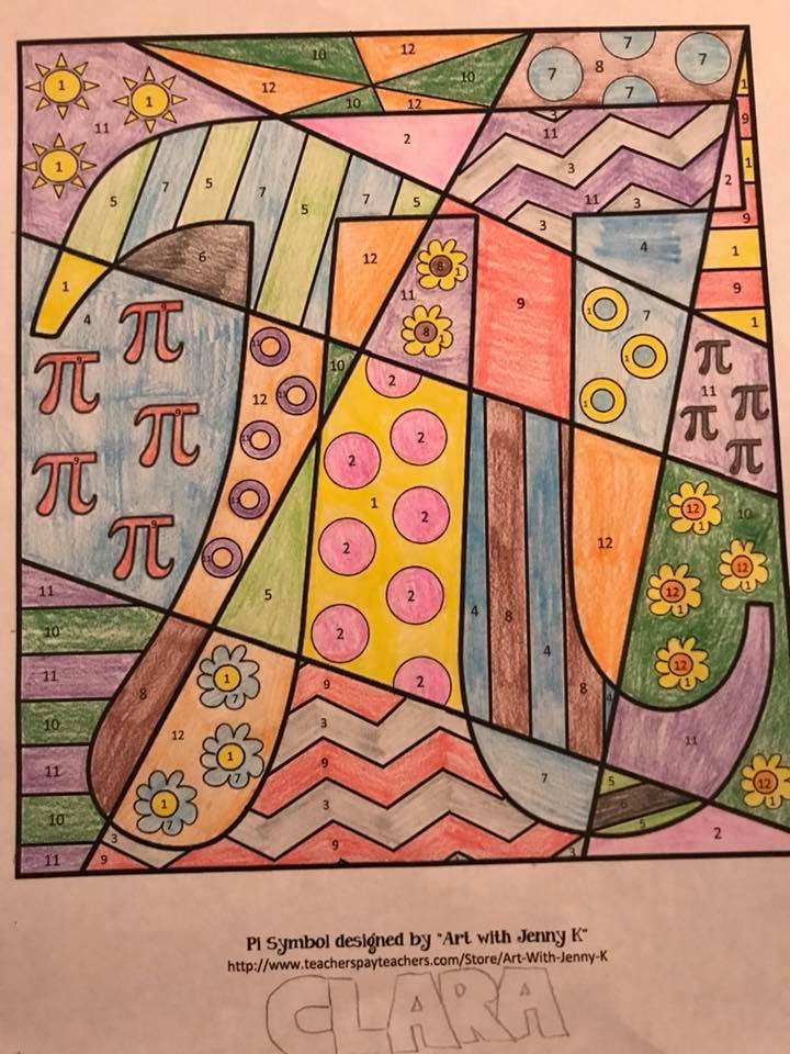 A color-by-number pi picture