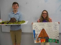 Students with volcano science project