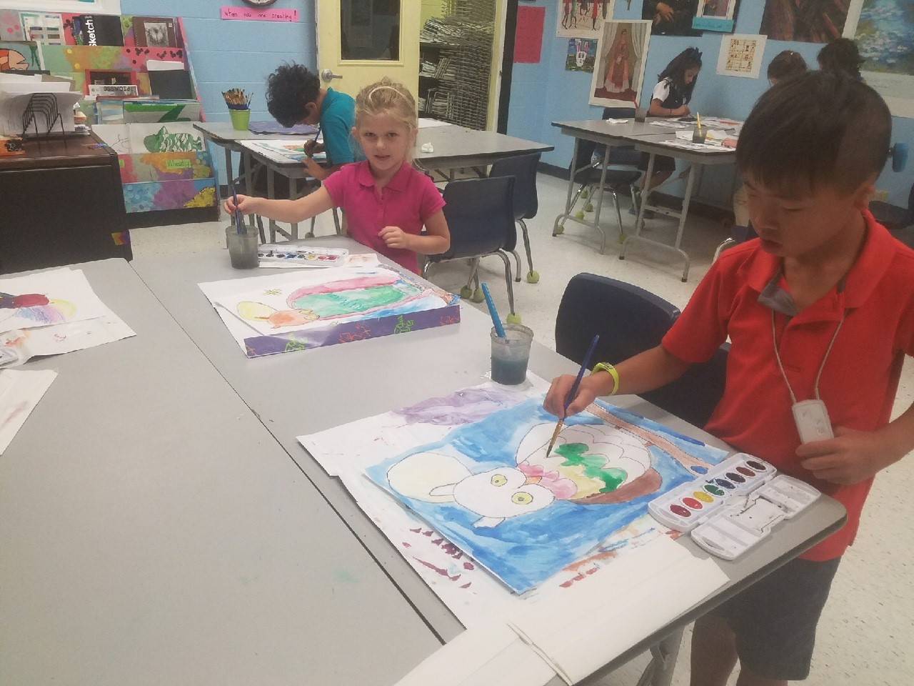 Students painting