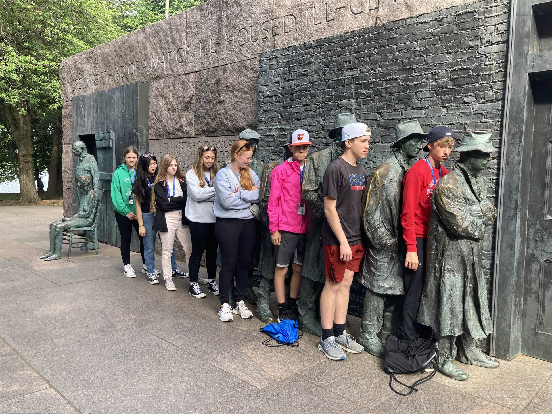 Students at the FDR Memorial