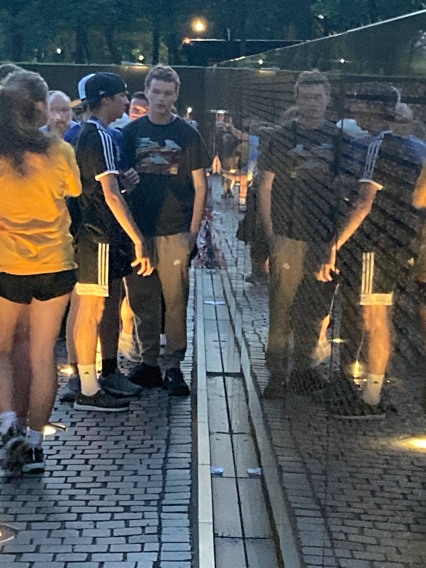 Students at the Vietnam Memorial