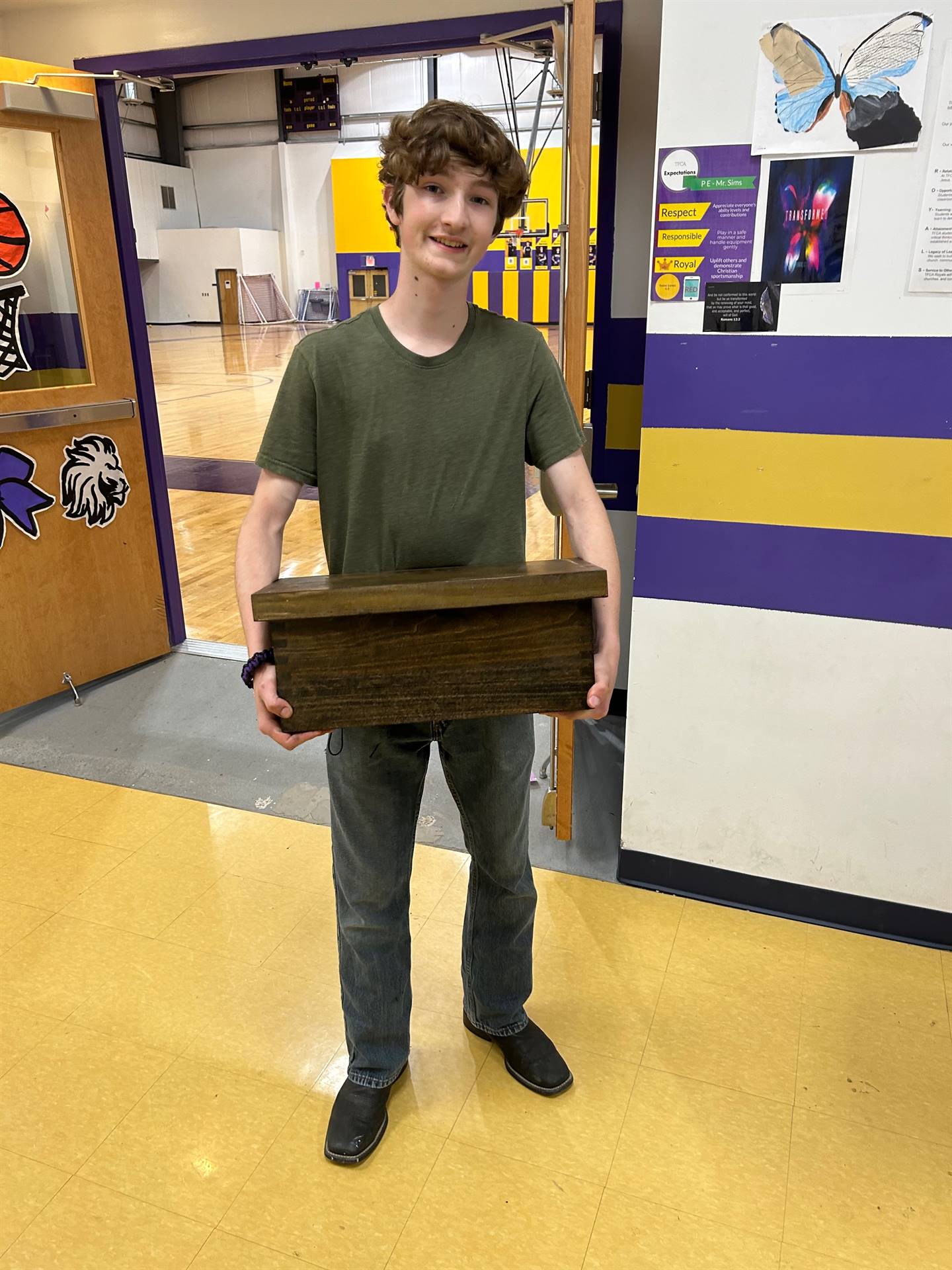 Austin with his finished project